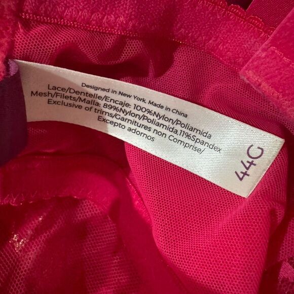 Adore Me Pink Lace Semi Sheer Bra Women’s 44G - Picture 4 of 4